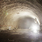 Reinforced tunnel with starburst light source.